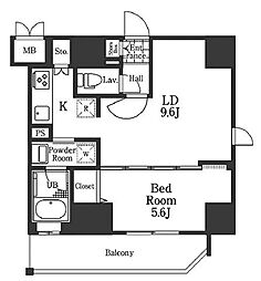 パティオスクエア御茶ノ水 5階1LDKの間取り