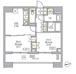 ザ・ライオンズフォーシア文京湯島 1002 10階2DKの間取り