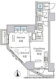 ルジュール神田須田町 7階2LDKの間取り