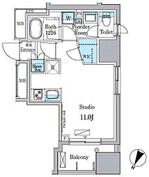 パークアクシス小伝馬町 2階ワンルームの間取り