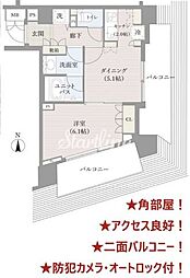 セントラルレジデンス番町シティタワー 10階1DKの間取り