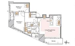 ブランシエスタ白山 9階2LDKの間取り