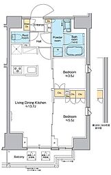プラウドフラット本郷三丁目 3階2LDKの間取り