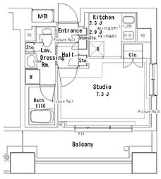 パークアクシス御茶ノ水ステージ 9階1Kの間取り