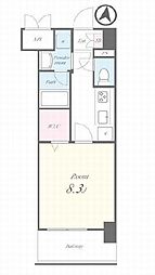グラシーナ文京 5階1Kの間取り