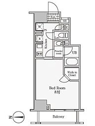 レジディア御茶ノ水III 2階1Kの間取り