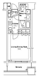 パークアクシス御茶ノ水ステージ 1Kの間取図画像