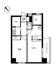 スカイコート後楽園WEST 1LDKの間取図画像