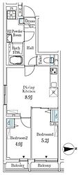 クレアティフ文京千駄木 2DKの間取図画像