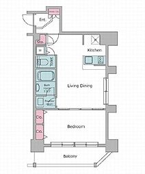 レジディア神田東 1LDKの間取図画像