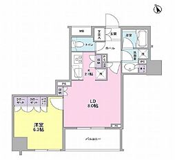 クオリア千代田御茶ノ水 1LDKの間取図画像