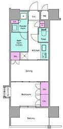 レジディア文京本郷 2Kの間取図画像