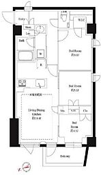 343レジデンス後楽園 2SLDKの間取図画像
