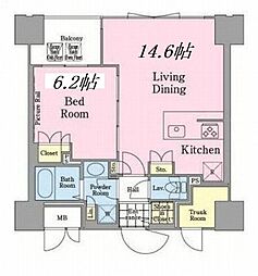 東神田テラスレジデンス 1LDKの間取図画像