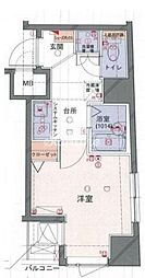 フォルトゥナ文京後楽園 1Kの間取図画像
