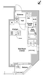 プラウドフラット東神田 ワンルームの間取図画像