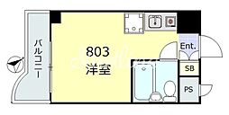 朝日後樂園マンション ワンルームの間取図画像