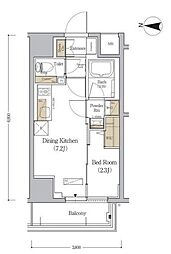 アーバネックス森下WEST 3階1DKの間取り
