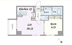 ベルエスパス箱崎 6階1LDKの間取り