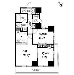 ルクレ日本橋馬喰町 7階2LDKの間取り