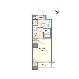 BPRレジデンス水天宮前 1階1Kの間取り