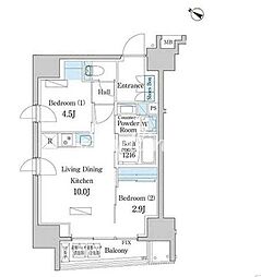 デュオフラッツ日本橋水天宮 4階2LDKの間取り