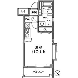 ルクレ森下レジデンス 9階ワンルームの間取り