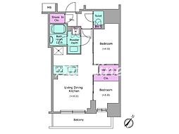 アーバネックス日本橋茅場町 2LDKの間取図画像