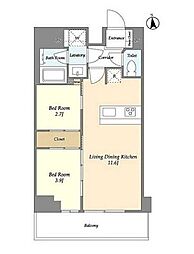 グランカーサ日本橋馬喰町 2LDKの間取図画像
