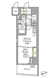 テラス北千住 1DKの間取図画像