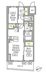 テラス北千住 2LDKの間取図画像