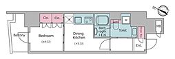 クロスレジデンス日本橋本町 1DKの間取図画像
