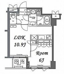 コンフォリア日本橋 1LDKの間取図画像