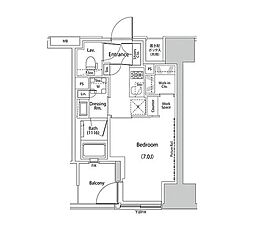 ザ・パークハビオ人形町レジデンス 1Kの間取図画像