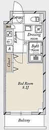 グランカーサ住吉 1Kの間取図画像