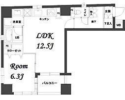カスタリア人形町2 1LDKの間取図画像