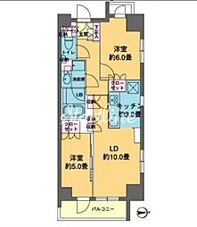 カスタリア東日本橋 2LDKの間取図画像