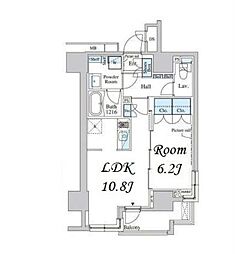 セレサ日本橋堀留町 1LDKの間取図画像
