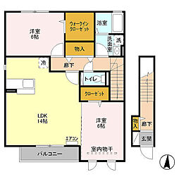 モダンコート千曲　Ｂ 2階2LDKの間取り