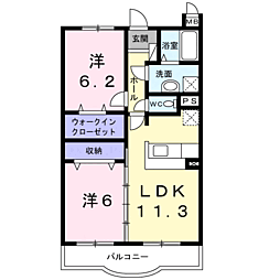 チャロ 2階2LDKの間取り