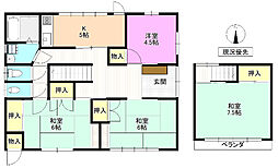 JR北陸新幹線 上田駅 徒歩17分の賃貸一戸建て 1階4Kの間取り