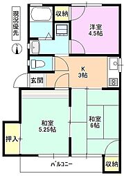 サンハイツ西村 2階3Kの間取り