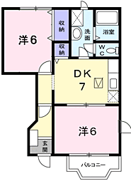 エヴァーグリーン秋葉裏　Ａ 1階2DKの間取り