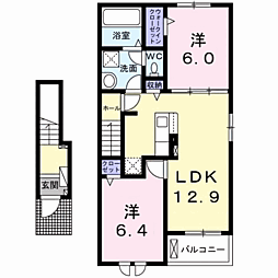 グランジーノ 2階2LDKの間取り