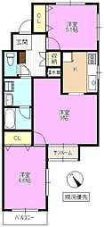 シンデンツインズ 3Kの間取図画像