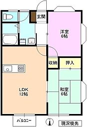 ハーベスト中之条B 2LDKの間取図画像