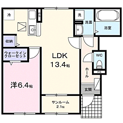 ゼン・クオーレ佐久平 1LDKの間取図画像