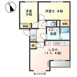 ハッピーライフエバラス 2LDKの間取図画像