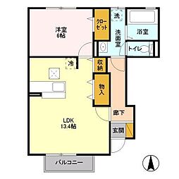 サフィーロB 1LDKの間取図画像