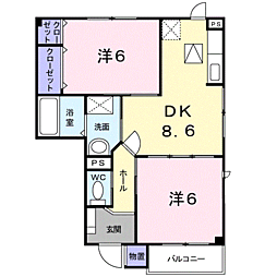 グリーンカルム 2DKの間取図画像